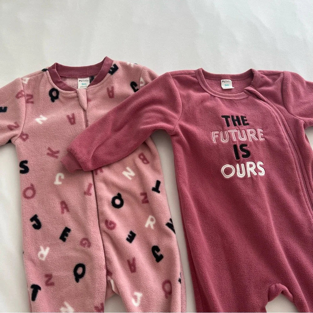 PL Baby by Petit Lem Pajamas Micropolar ‎ Sleepers, 2-Pack 9Months